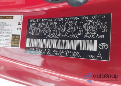 2014 Scion Tc from USA, damaged, VIN JTKJF5C71E3067388